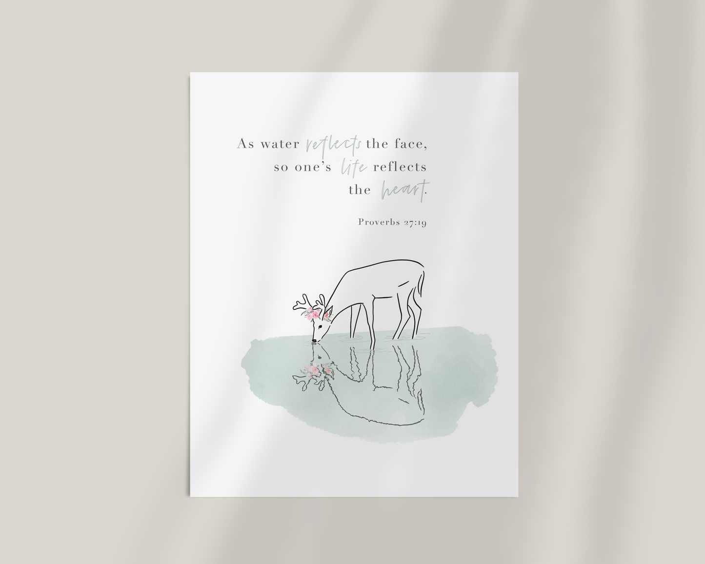 Reflects The Heart | Proverbs 27v19 Art Print