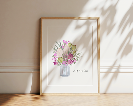 Don't Lose Hope Bouquet | Psalm 27v14 Art Print