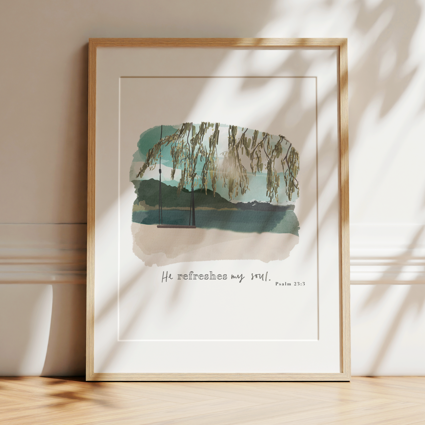 He Refreshes My Soul | Psalm 23v3 Art Print